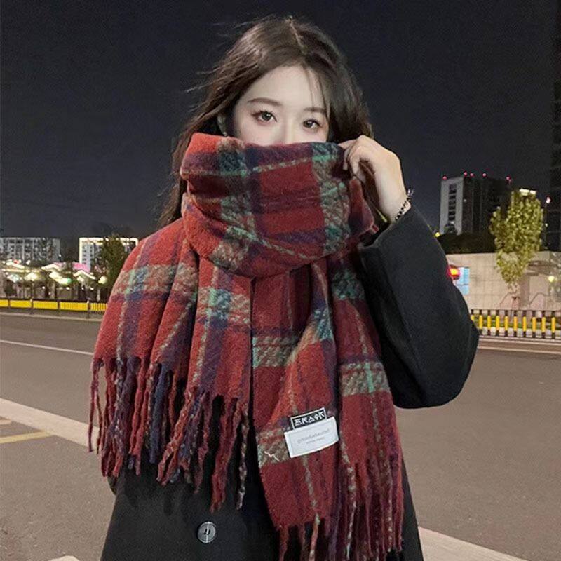 格子围巾女秋冬季氛围感