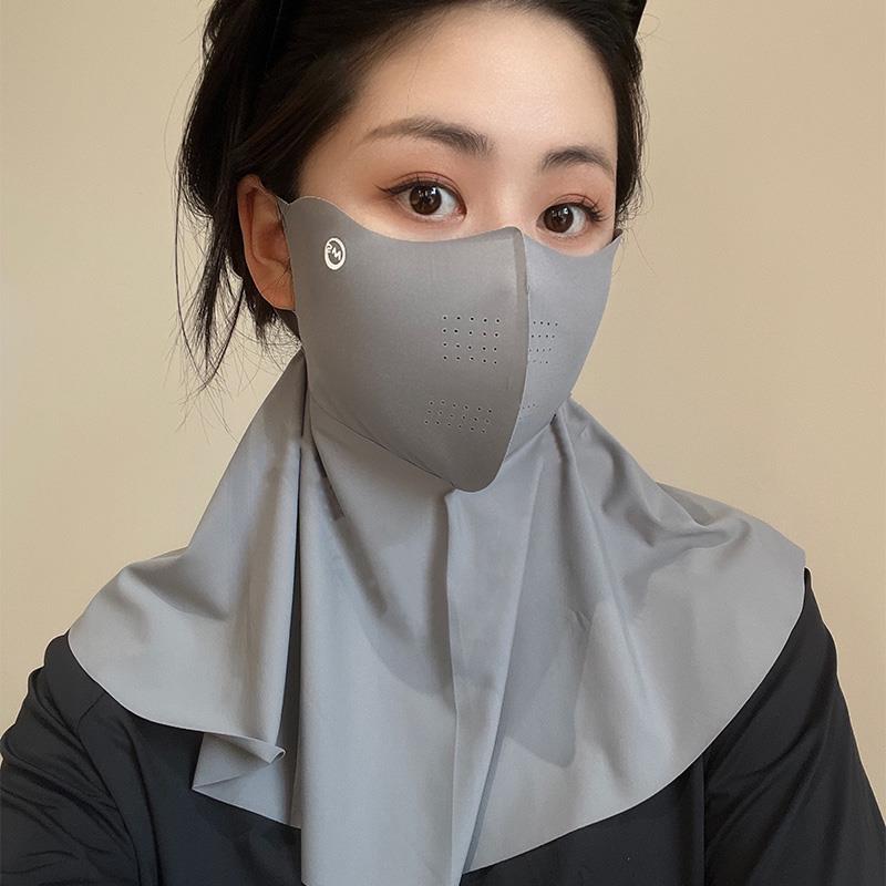 防晒口罩遮脖子面罩夏季防紫外线护颈一体脸基尼护颈女夏冰丝新款