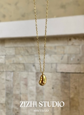 洗澡不掉色钛钢通勤时尚金元宝金豆豆项链小众精致小豌豆锁骨链