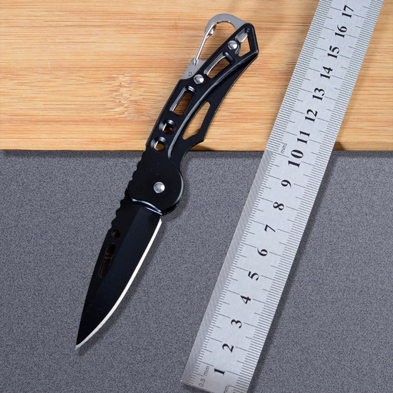 不锈钢水果刀便携随身小刀拆快递刀具削皮折叠刀锋利防身黑色小巧