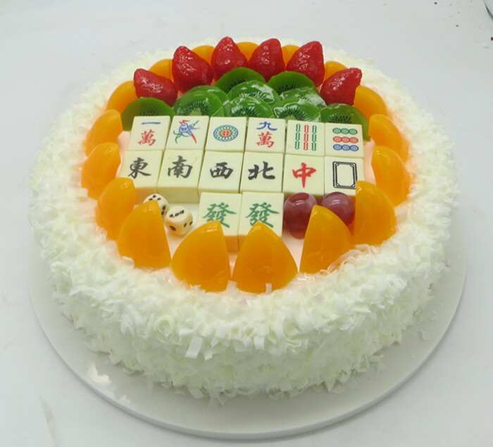 卓越蛋糕模型 新款圆形麻将水果蛋糕模型 仿真水果麻将蛋糕定制