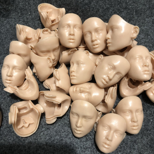 10元5个单款1/6亚州女兵人头雕白模散货缺后盖瑕疵兵人练妆喷涂料