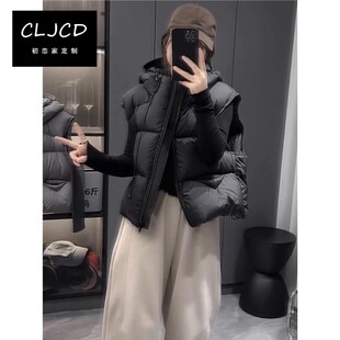 连帽羽绒马甲女短款秋冬季爆款韩版宽松小个子白鸭绒背心坎肩外套
