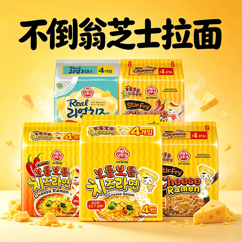 韩国进口不倒翁芝士拉面辣味方便面金拉面拌面速食汤面韩式泡面
