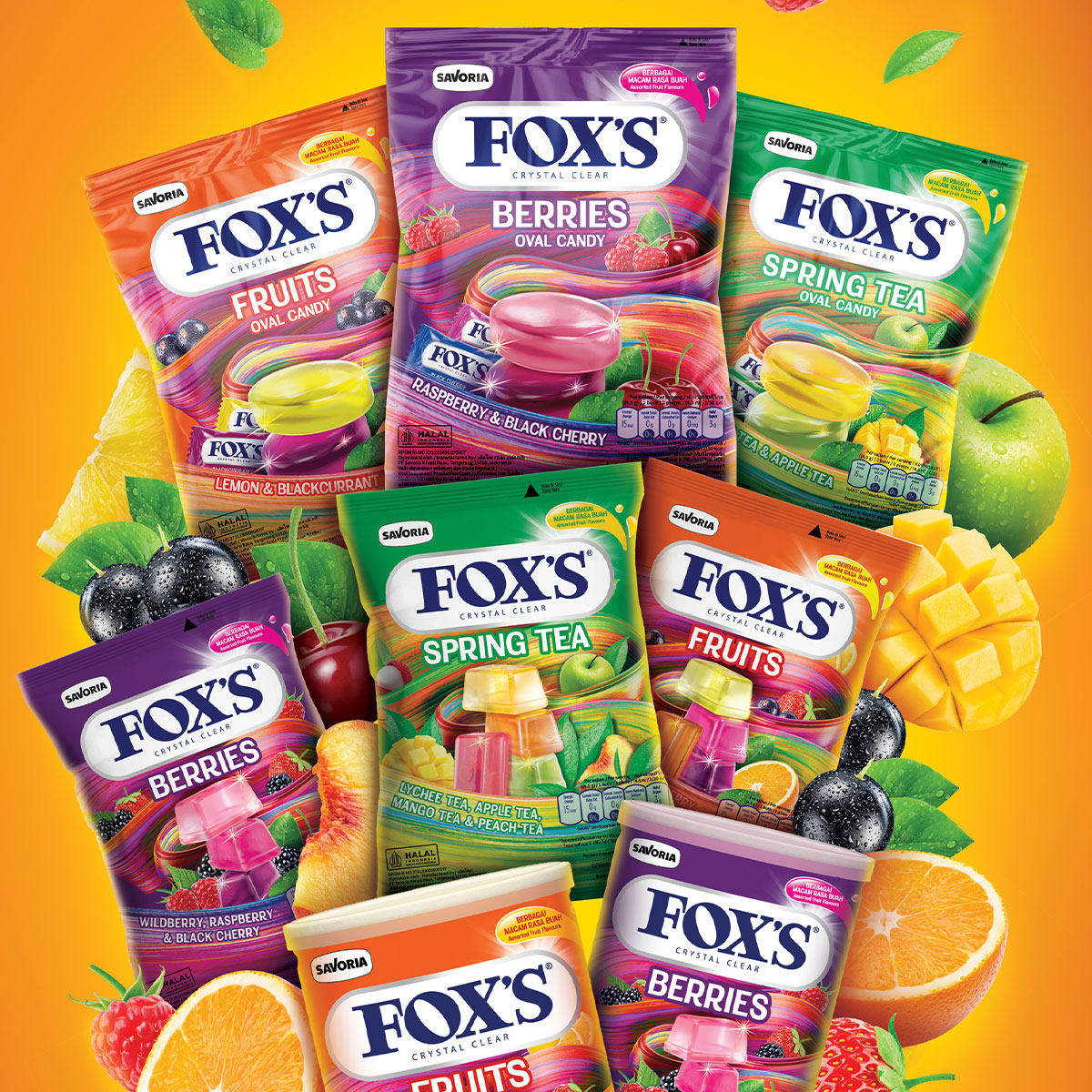 印尼进口FOX&rsquo;S霍士水晶糖四季茶什锦水果糖喜糖硬糖休闲糖果零食