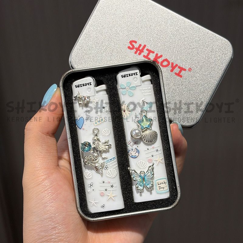 爆款 SHIKOYI情侣正品蓝色海洋系列明火打火机创意防爆送礼高颜值