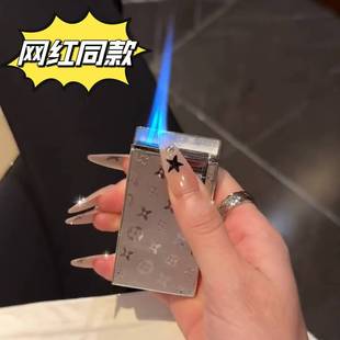 打火机超薄防风老花纹雪茄双直冲聚火网红高颜值收藏高档创意送礼