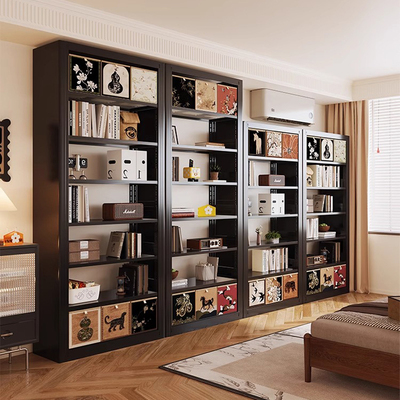 中古风钢制落地靠墙家用书架