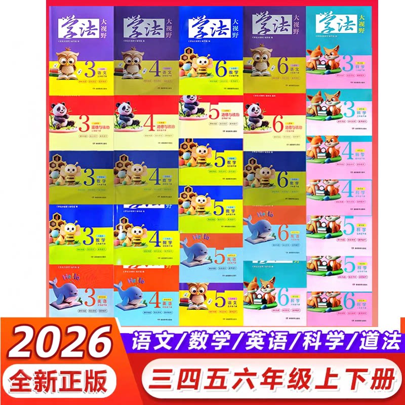 2026年下册2025年上册全新正版 学法大视野 同步课本 小学三3四4五5六6年级全年级上册下册全学科任选 附答案 湖
