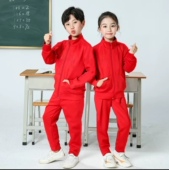 韩版 新款 中大童男童女童学生拉链两件套 春秋款 儿童红色运动服套装