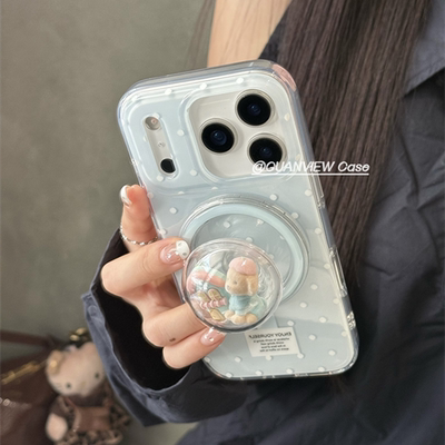 适用opporeno14/13手机壳Findx8/7/6/5/3波点k12k11立体球磁吸支架Reno10/9小众高级4se网红超火Ace2可爱pro