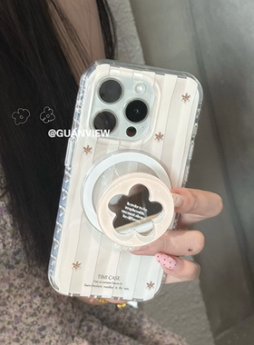 适用vivox200x100y300手机壳T1t2条纹花朵s30s20s19s18s17s16镜面磁吸支架x90x80x70x60新s15s12x50x30x21x9