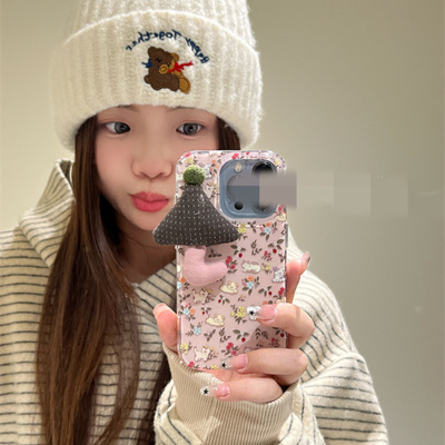 适用小米15手机壳turbo4红米note14/13/12碎花猫咪civi3立体毛绒蘑菇2/4/5pro秋冬新款女11T/10/9/8高级max壳