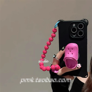 拖鞋支架适用iPhone16手机壳15/14四角挂绳孔13/12手提可拎珠链11pro苹果x搞怪7/8plus小众高级xr超火Max新xs
