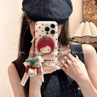 适用iPhone16手机壳15/14/13/12苹果x樱桃KT磁吸支架架11pro挂件i6/7/8网红超火xr小众高级max可爱时尚5s清新