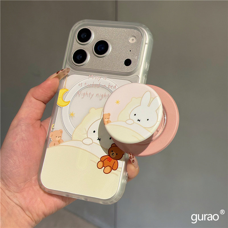 适用三星s25s24s23s22s21U手机壳note10+小熊米菲兔s20fe磁吸支架s8s9网红超火s10磨砂A53a72A55a42A71时尚壳