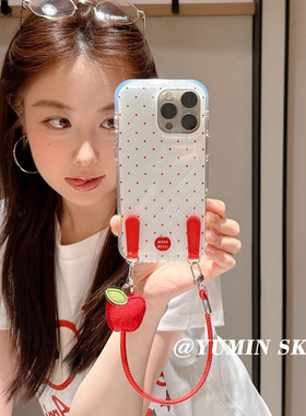 适用小米15手机壳turbo4红米note14/13/12红波点苹果civi3/2/4pro可拎手提绳11T/10/9/8高级max可爱少女心mix