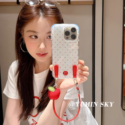 适用小米15手机壳turbo4红米note14/13/12红波点苹果civi3/2/4pro可拎手提绳11T/10/9/8高级max可爱少女心mix