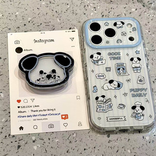 适用三星s26s25s24s23s22s21U手机壳note10 A53a72A55a42A71 条纹帕恰狗s20fe摇摇乐支架s8s9网红超火s10时尚