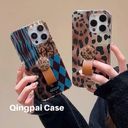 豹纹毛球指环扣适用小米13手机壳redmi12红米note14甜酷辣妹civi秋冬k70k60k50k40k30时尚气质11T潮牌10/9新8