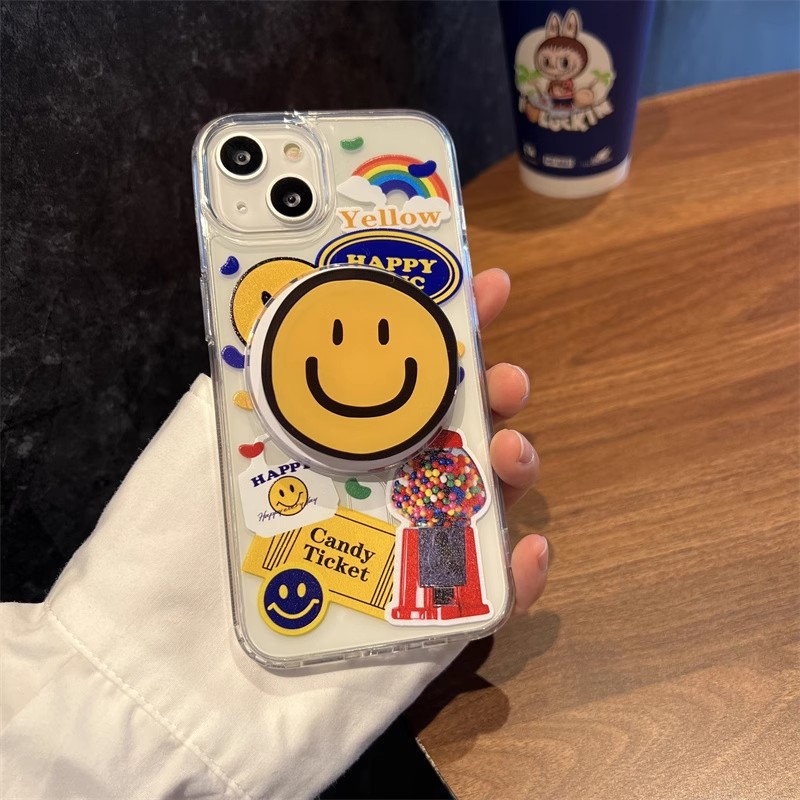 适用三星s25s24s23s22s21U手机壳note10+磁吸支架s20fe潮牌笑脸s8s9网红超火s10卡通可爱A53a72A55新a42A71壳
