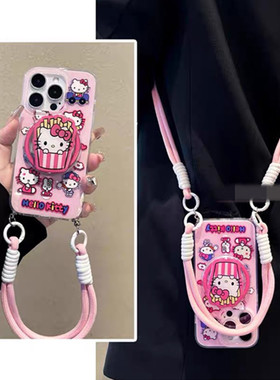 适用iPhone16手机壳15/14/13/12苹果x磁吸支架11pro可拎手绳5s斜挎i6/7/8网红超火xr小众高级max时尚新保护套