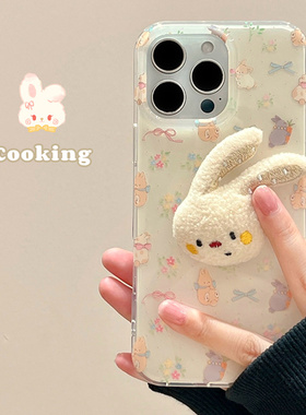 适用oppoA58a57手机壳A1a2A3A5碎花蝴蝶结a93a95a96a97毛绒兔子A32a35A36新A72a92s秋冬新款r15r17高级R11r9t