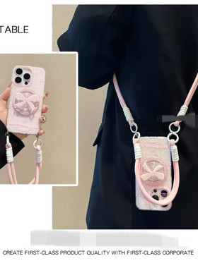 适用华为mate60手机壳Pura70磁吸支架p50p40可拎手绳mt30pro斜挎z畅享20畅想10s可爱时尚9plus小众高级8E新潮