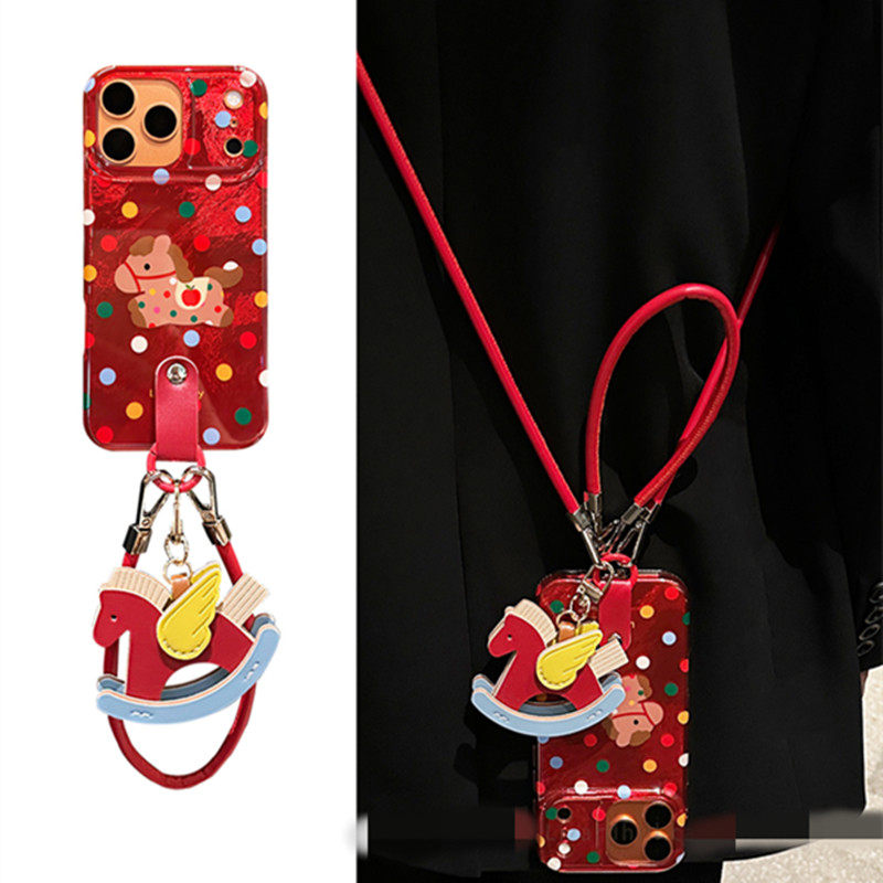 适用一加ace6/5手机壳oneplus13t/12彩波点小马1+Ace3挂件2v手提绳11R可背斜挎10T女9R马年红色8/7pro/6p新年