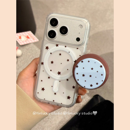 适用三星s25s24s23s22s21U手机壳note10+满屏星星s20fe磁吸支架s8s9网红超火s10磨砂壳A53a72A55a42A71保护套