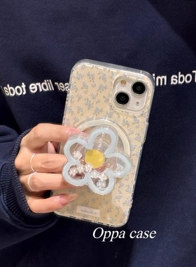 适用opporeno13手机壳Findx8/7/6/5/3蓝色碎花k12k11摇摇乐磁吸支架Reno10/9小众高级4se网红超火Ace2文艺pro