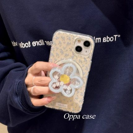适用opporeno13手机壳Findx8/7/6/5/3蓝色碎花k12k11摇摇乐磁吸支架Reno10/9小众高级4se网红超火Ace2文艺pro
