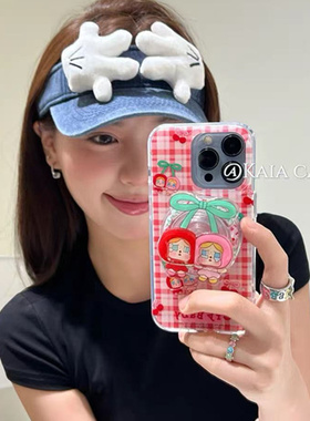 适用oppoA58a57手机壳A1a2A3A5樱桃格纹哭娃a93a95a96a97磁吸支架A32a35A36新A72a92s网红超火r15r17高级R11r