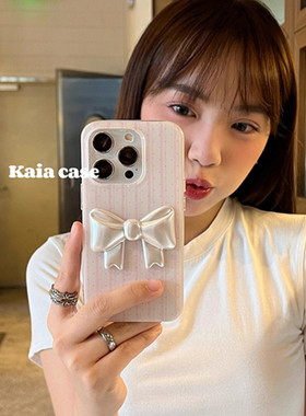 适用oppoA58a57手机壳A1a2A3A5波点条纹立体蝴蝶结a93a95a96a97法式温柔A32a35A36新A72a92sr15r17高级R11r9t