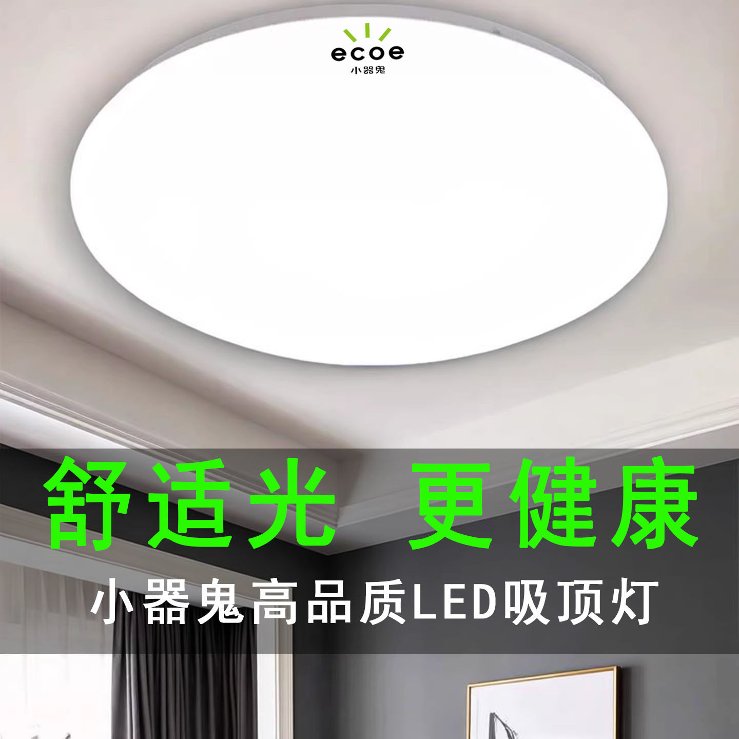 小器鬼吸顶灯LED超亮圆形客厅灯卧室灯阳台灯厨房灯面包灯全白灯