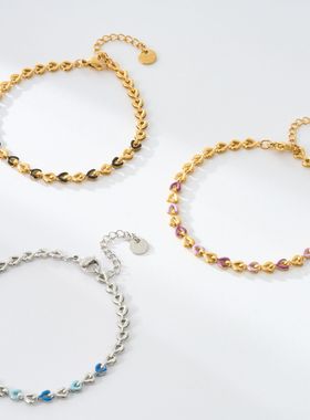 不锈钢珐琅画油手链女法式饰品欧洲风小众ins风欧美