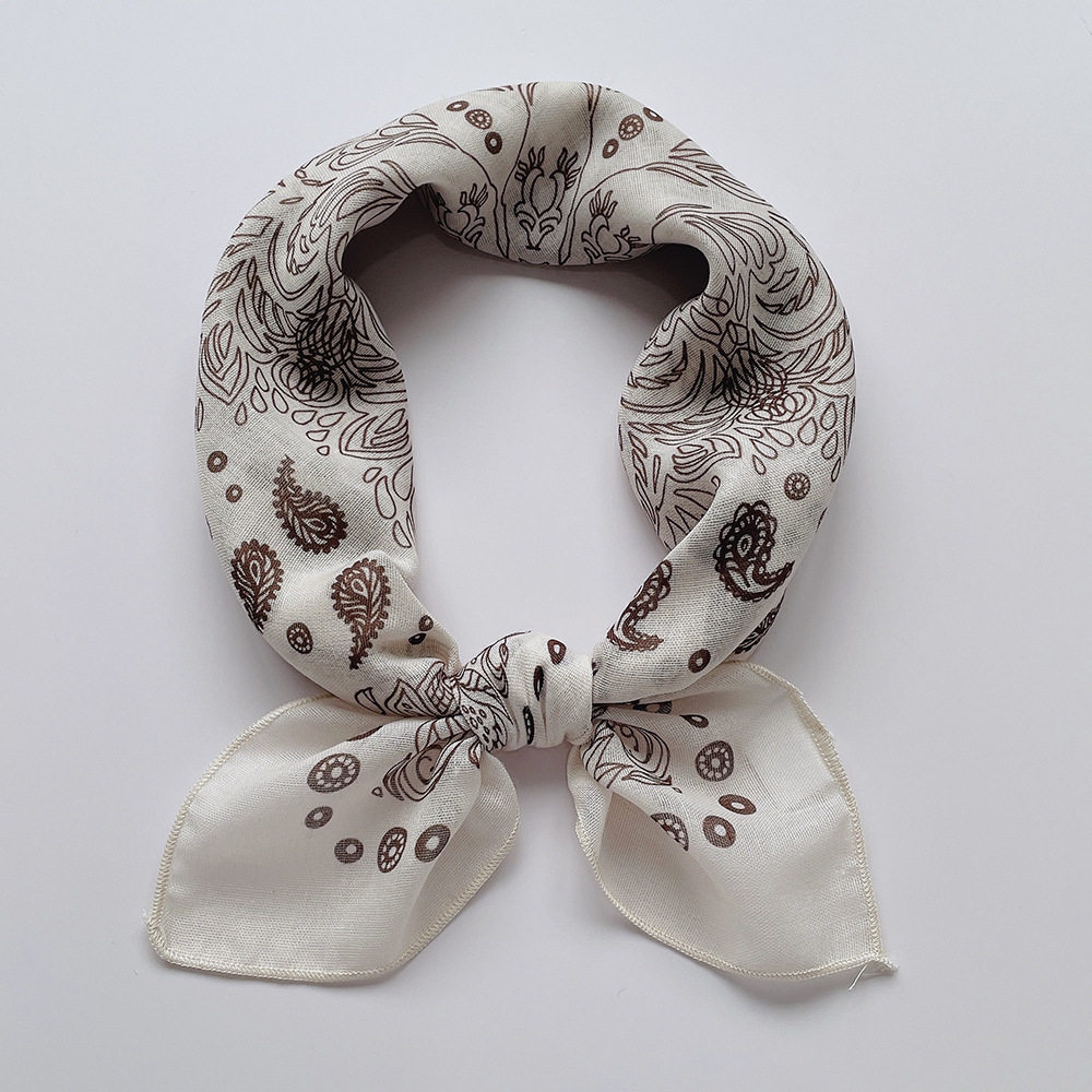 新款腰果印花小方巾合集女58cm棉麻装饰小领巾护颈披肩围巾包