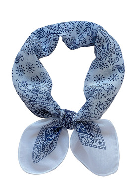 高品质棉麻小方巾女百搭腰果印花领巾个性护颈包头小围巾58x58cm