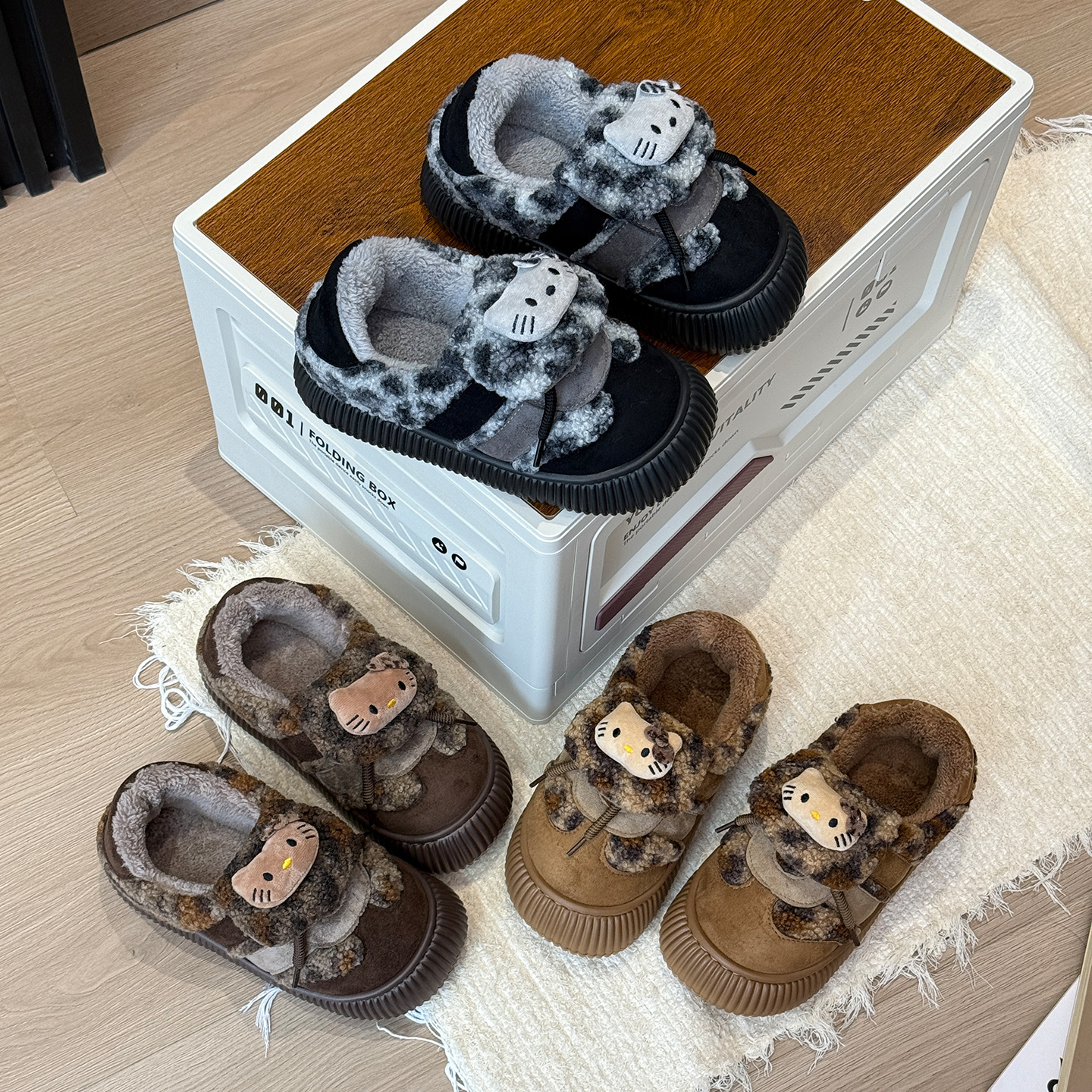 南波万可爱卡通猫咪棉拖鞋女士可外穿冬季保暖加绒防滑包跟棉拖鞋