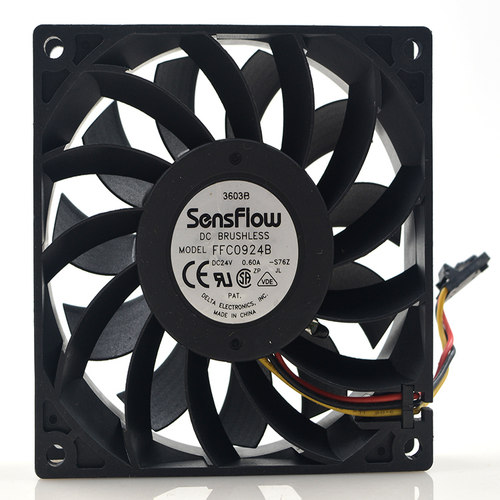 台达 FFC0924B 9025 24V 0.60A 9CM 9厘米 3线 大风量变频器风扇