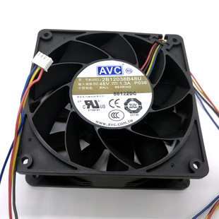 AVC12038 48V双滚珠大风量风扇12cm电脑服务器PWM风扇2B12038B48U