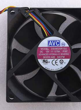 全新AVC 8CM机箱/CPU风扇 PWM温控 DS08025R12U 静音大风量 0.70