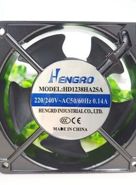 全新HENGRO HD1238HA2SA/2BA轴流风机220V  0.14A 散热风扇12CM