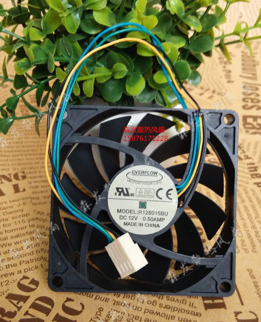 全新原装 EVERFLOW R128015BU 8015 12V 0.50A四线 双滚珠风扇