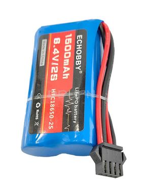 6.4V 1500mAh HFC18650锂电池黑色SM4P反向插头遥控摩西玩具车船