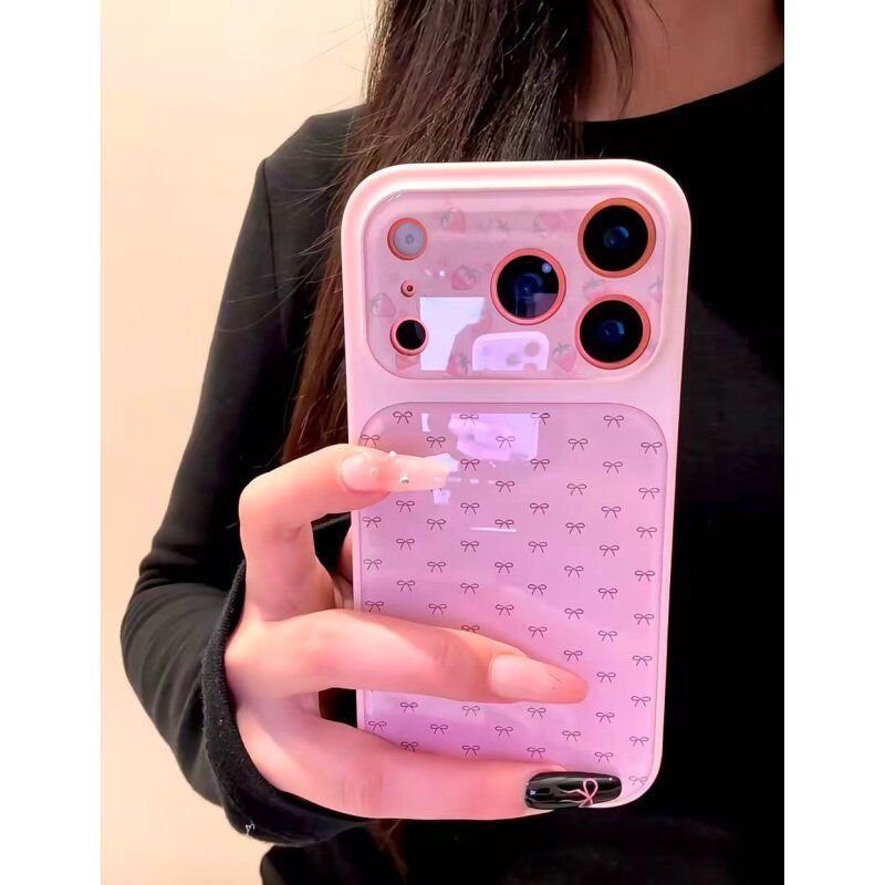 半糖壳野ins简约满屏草莓蝴蝶结适用iPhone17promax手机壳苹果16pro滴胶15防摔14pro新款13防摔17保护套