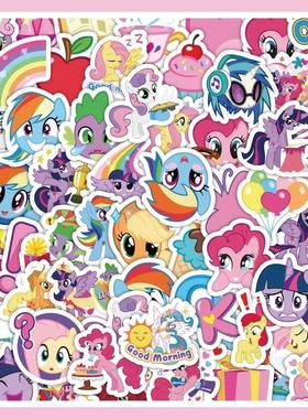 120张可爱卡通小马宝莉手机壳手帐笔记本diy创意装饰无痕贴纸防水