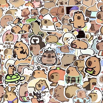 可爱卡皮巴拉200张水豚贴纸呆萌有趣豚鼠装饰diy贴画手机壳防水贴