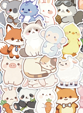 卡通可爱萌宠动物园贴纸100张动漫风DIY手机壳笔记本桌面防水贴画