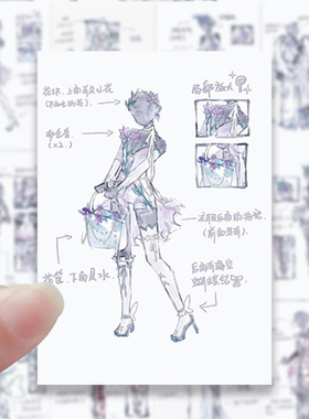 17张二次元动漫人物OC兔服贴纸手绘插画服装设计灵感素材装饰贴画